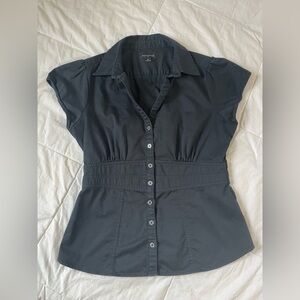Banana Republic Black Button-Down Women's Fitted Blouse